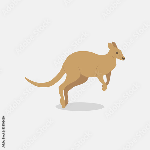 cute kangaroo in flat style on white background