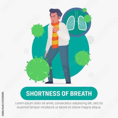 Coronavirus symptom shortness of breath vector illustration