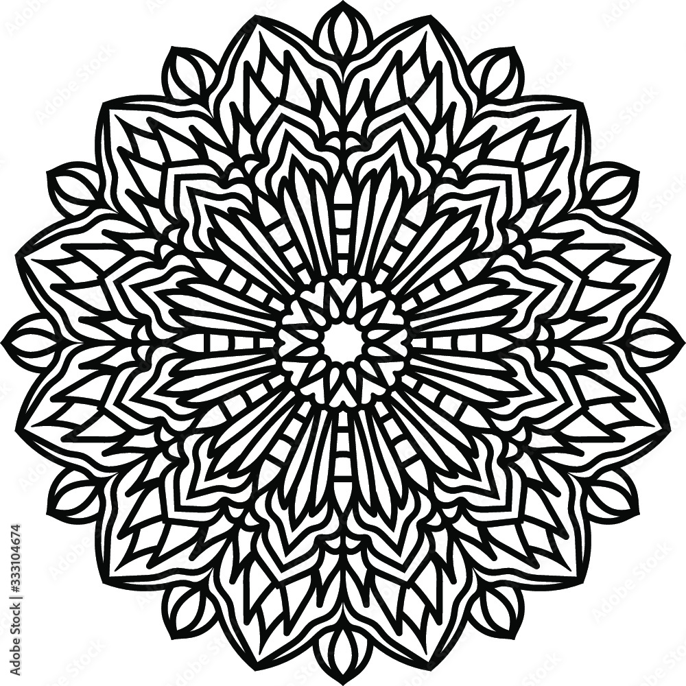 Circular pattern in form of mandala for Henna, Mehndi, tattoo, decoration. Decorative ornament in ethnic oriental style. Coloring book page. Circular pattern in form of mandala for Henna, Mehndi, tattoo, decoration. Decorative ornament in ethnic oriental style. Coloring book page.