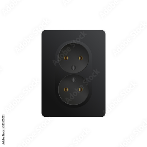 Black rosette isolated on a white background. Realistic black outlet. Vector illustration