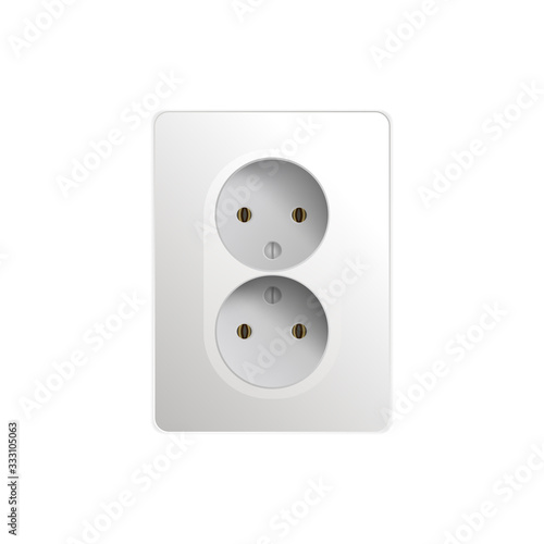 White socket isolated on a white background. Realistic white socket. Vector illustration.