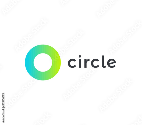 Circle logo template, round minimal shape, abstract logotype design. Circular icon for business startup, science, medicine, automotive, technology. Isolated vector logo.