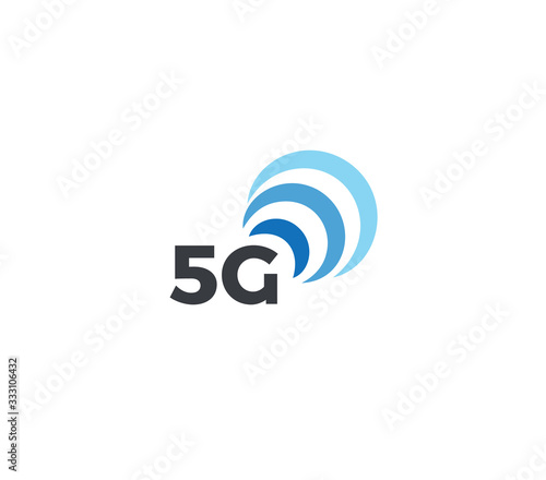 Abstract signal icon, blue arc. 5g mobile logo template, flat concept logotype design for new generation of connection in mobile technology. Vector logo.