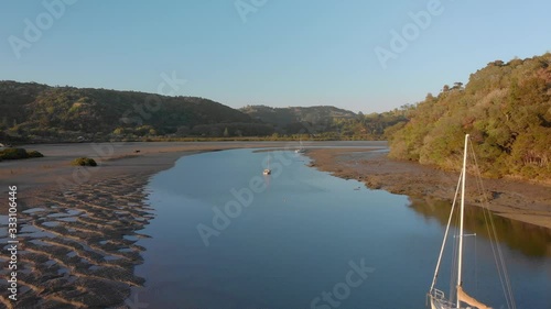 Flying up Puhoi river, Wenderholm, New Zealand photo