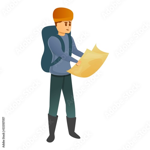 Hiking man backpack icon. Cartoon of hiking man backpack vector icon for web design isolated on white background