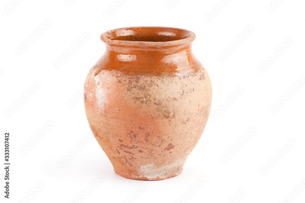 Old handmade clay pitcher .