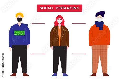 social distancing illustration of people giving distance to avoid coronavirus