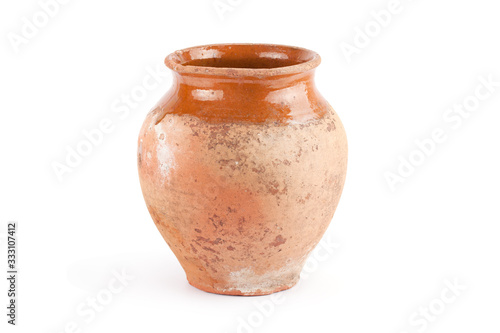 Old handmade clay pitcher .