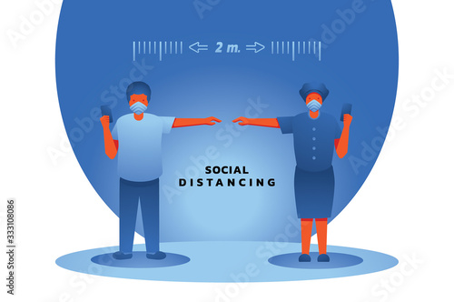 social distancing measure with hand