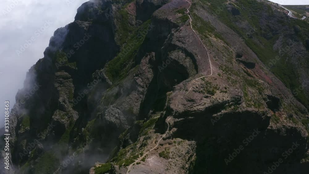 AERIAL: Mountain Top above the clouds in Madeira AERIAL: Mountain Top above the clouds in Madeira