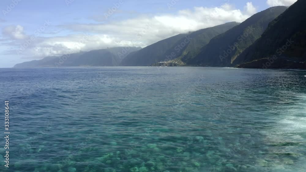 AERIAL: Clear Water in Madeira Coastline AERIAL: Clear Water in Madeira Coastline