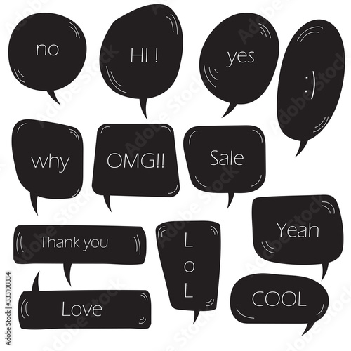 Billede på lærred speech bubbles doodle set with accentuation