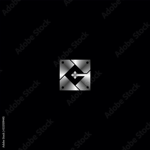 initial C letter logo in square design