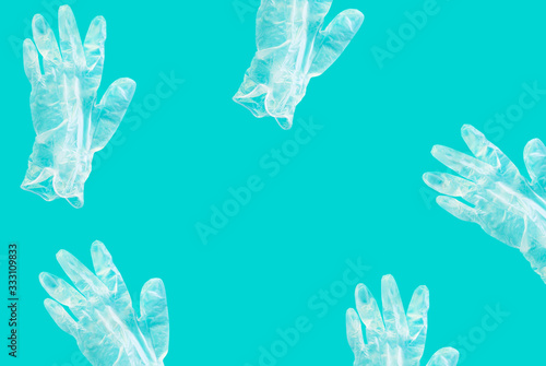 latex glove on a blue background © World of AI