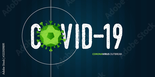 Coronavirus or covid-19 banner in football or soccer for coronavirus outbreak of a pandemic disease concept. Banner template design for headline news. The crisis of covid-19 disease on sports. Vector 