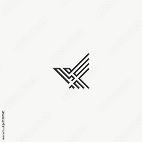 logo letter V abstract bird with unique design