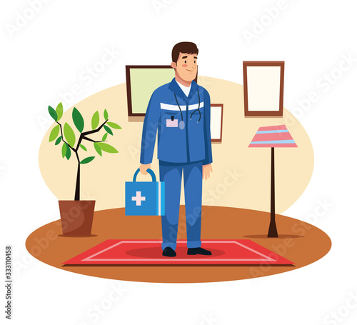 paramedic with medical kit character