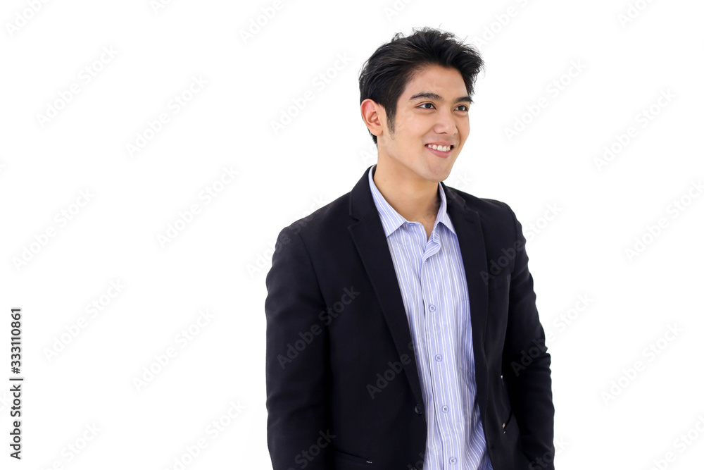 Asia call center workers or Confident business with headset,Customer support standing on white background. Asia call center workers or Confident business with headset,Customer support standing on white background.