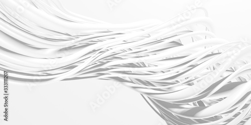 White abstract tubes wavy background