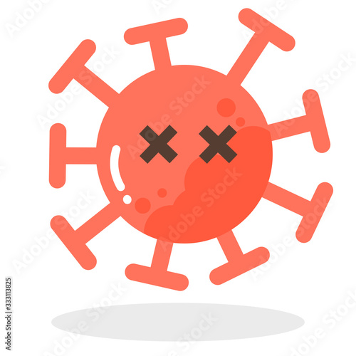 Vector of cute kawaii cartoon red emoticons face covid-19, emoji star dizzy face or headache of corona virus, Corona Virus cartoon characters or dust floating isolated on white background