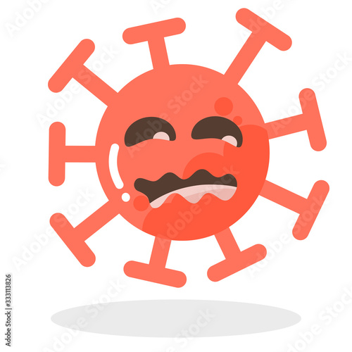 Vector set of cartoon red emoticons face covid-19, emoji Halloween scare face of corona virus, emotion cartoon characters illustration - dust floating isolated on white background 