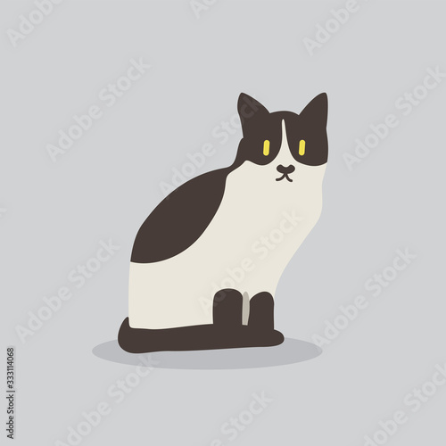 cat vector cartoon illustration. Cute friendly welsh cat  isolated on grey. Pets  animals  cat theme design element in contemporary simple flat style