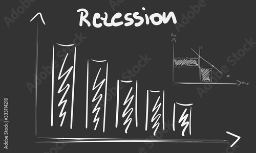 Rezession Kreide Tafel Weiß Zeichnung Sketch Schaubild Symbol
