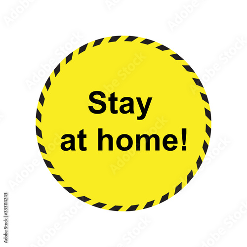 Stay at home yellow sign icon with hash lines