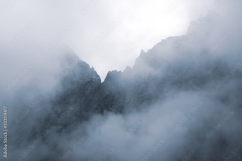 morning mist in the Mountains of Ergaki, Western Sayana