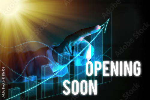 Принти на полотні Word writing text Opening Soon