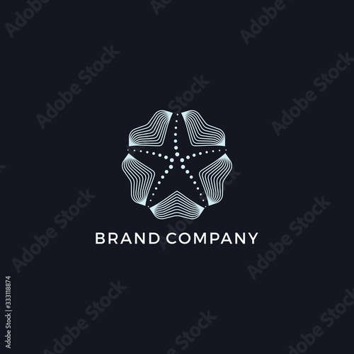 Star fish mono line abstract logo