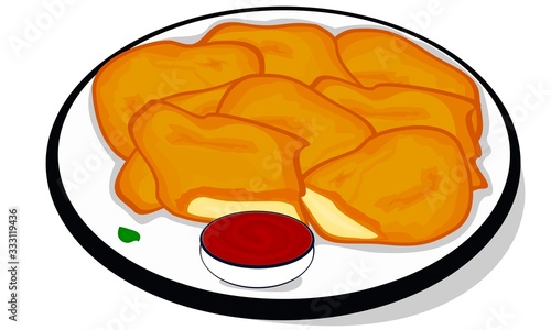 Paneer Pakora indian snacks Vector