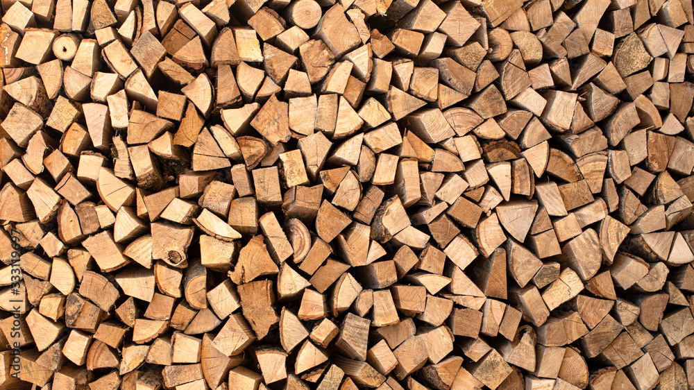 Texture, chopped firewood from different species of trees.