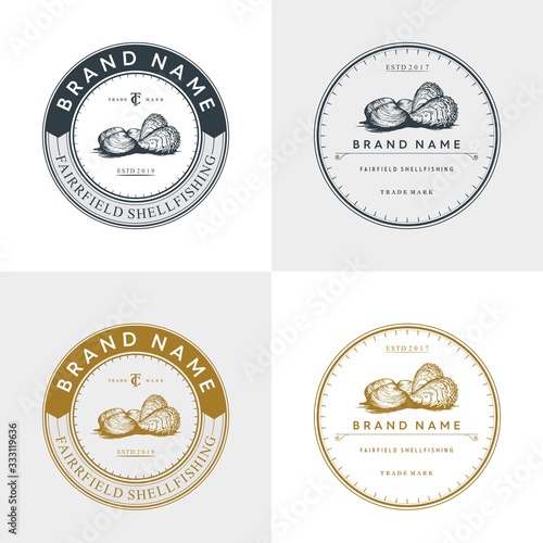Oyster and shell badge logo
