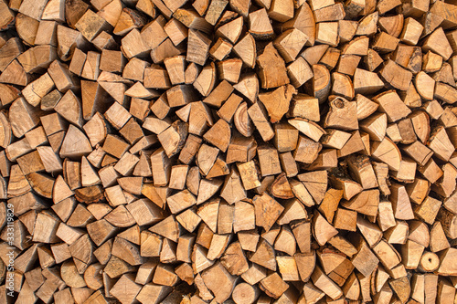 Texture  chopped firewood from different species of trees.