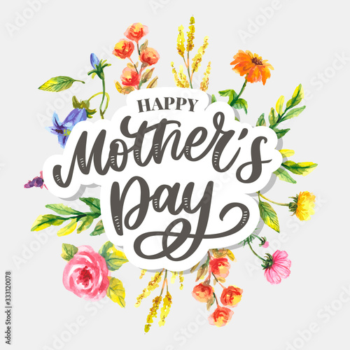 Mother's day. Watercolor spring flowers. Artistic composition.
