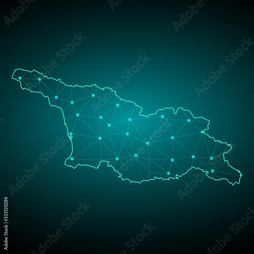 Map of Georgia. Wire frame 3D mesh polygonal network line, design sphere, dot and structure. communications map of Georgia. Vector. - Vector