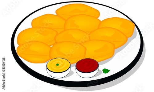 Aloo Pakora indian snacks Vector