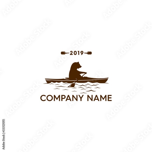 Abstract bear on kayak logo