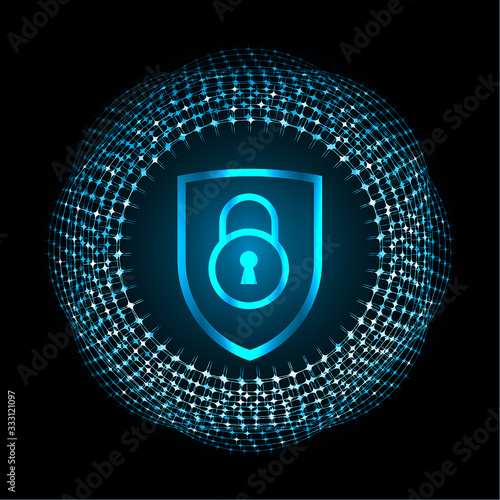 Closed Padlock on digital background, cyber security