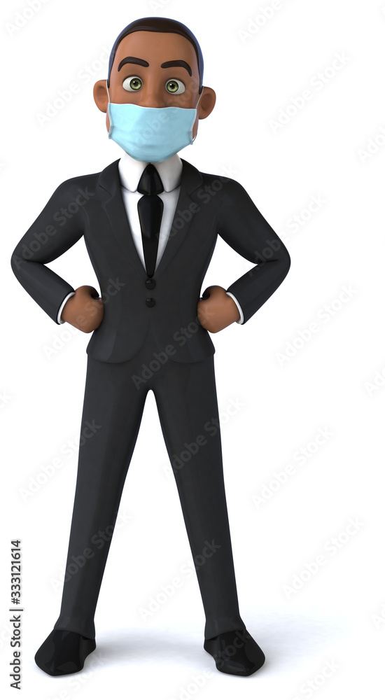 3D illustration of a cartoon character with a mask 3D illustration of a cartoon character with a mask