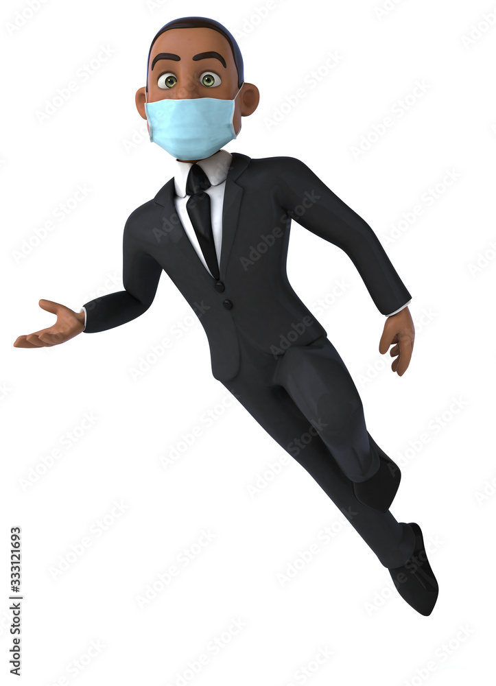 3D illustration of a cartoon character with a mask 3D illustration of a cartoon character with a mask