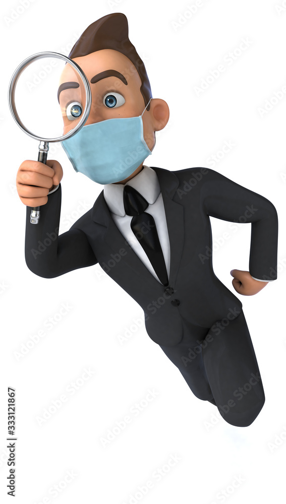 3D illustration of a cartoon character with a mask 3D illustration of a cartoon character with a mask