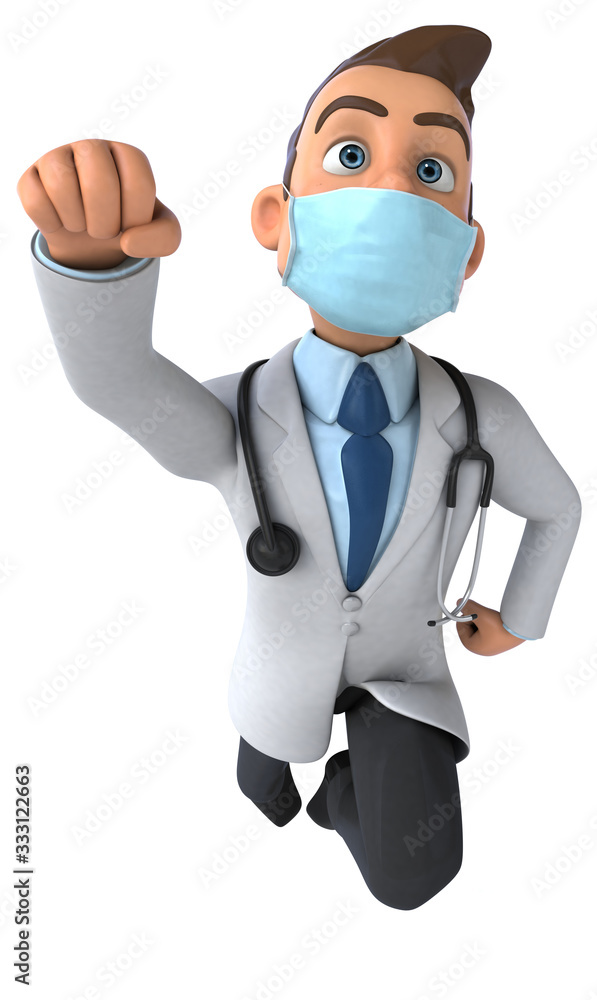 3D illustration of a cartoon character with a mask 3D illustration of a cartoon character with a mask