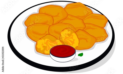 Gobi Pakora indian snacks Vector