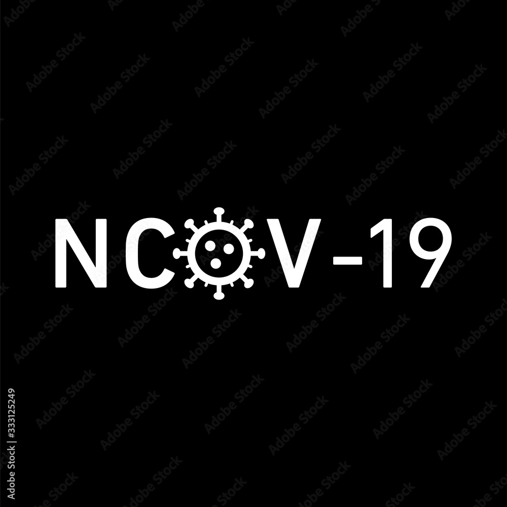 nCov 19 icon. Vector concept illustration of Covid-19 virus | flat design infographic icon white on black background