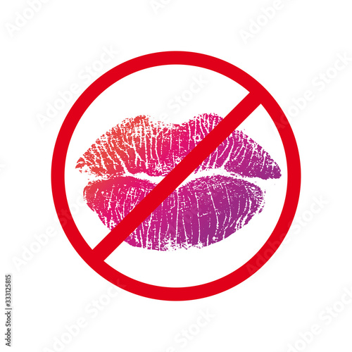 Don't kiss icon vector. Linear style sign for mobile concept and web design. round Symbol illustration. Business concept with lips. Flat clipart mouth on white background.