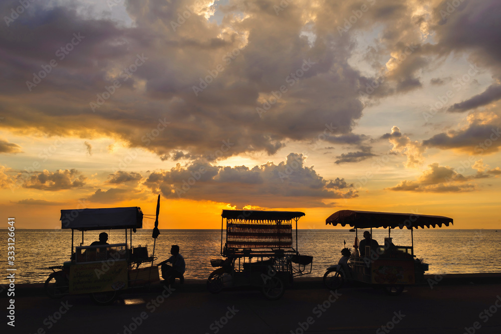 Sunset  Jomtien Beach, Pattaya Chon Buri in thailand 