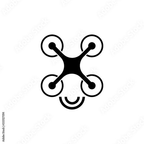 Drone with radio waves. Radar detection system flat icon isolated on white background