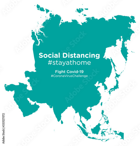 Asia map with Social Distancing stayathome tag